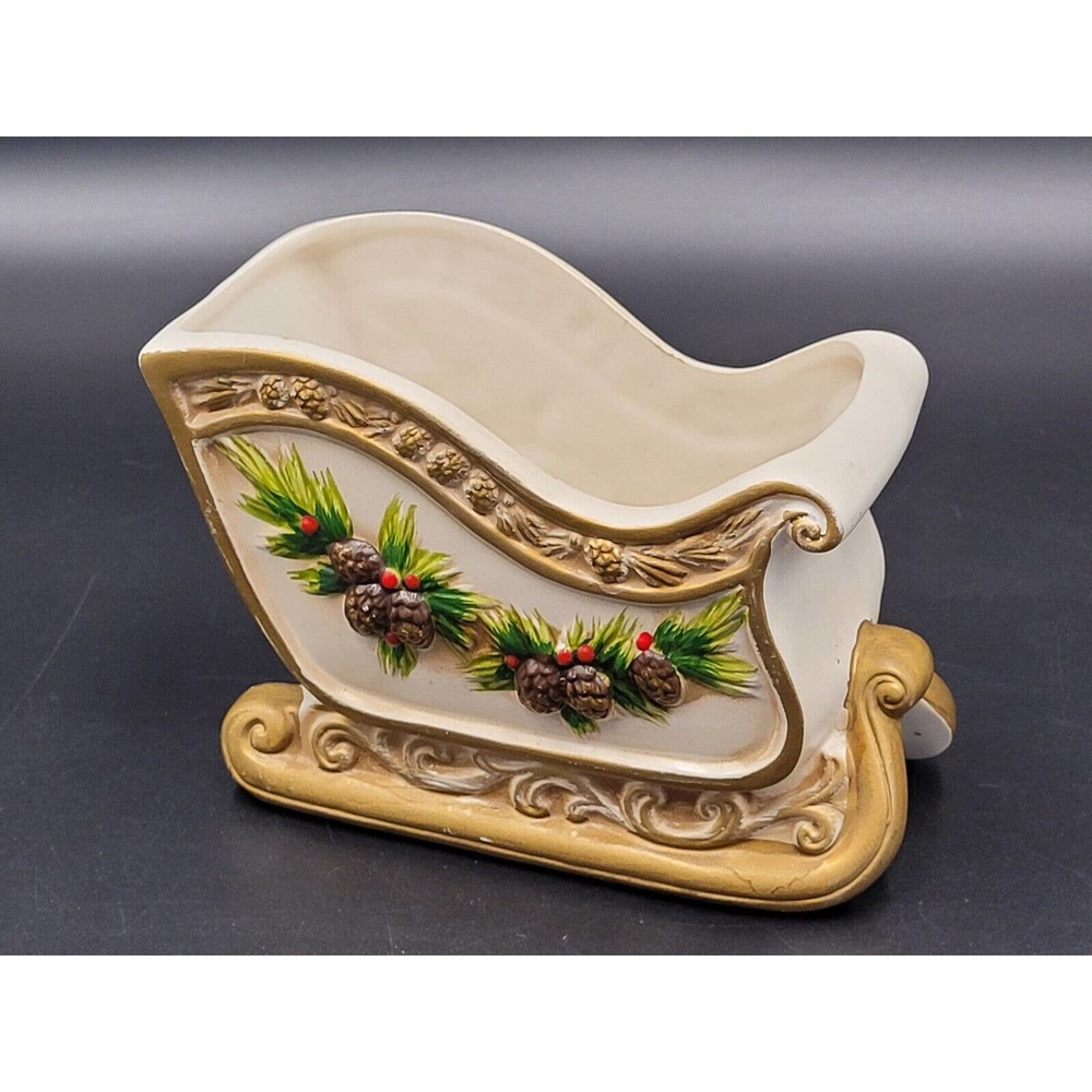 Napcoware Sleigh Planter Japan Christmas Vintage Holiday 70s 80s Candy Dish